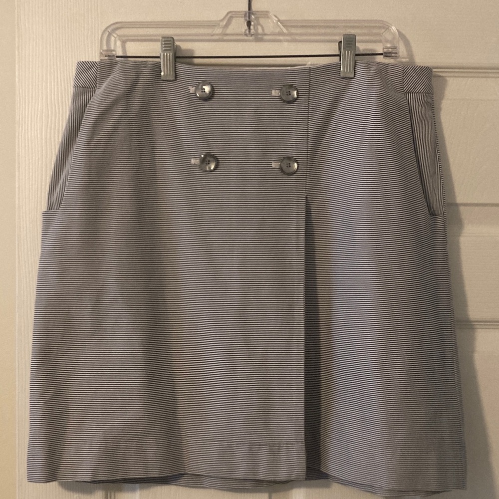 The Limited Light Gray Striped A-Line Skirt
